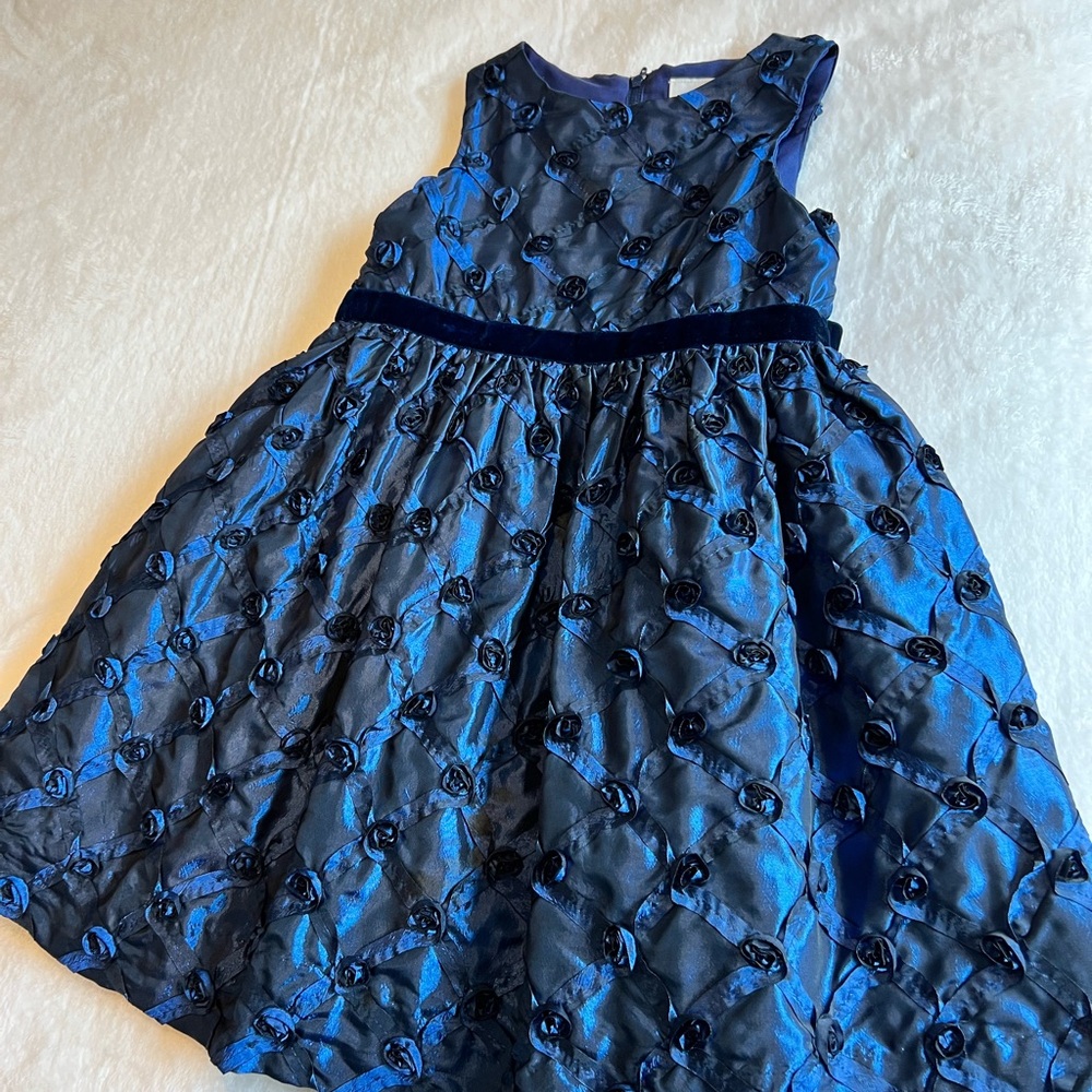 Florence Eiseman Blue and Black Fit and Flare Dress